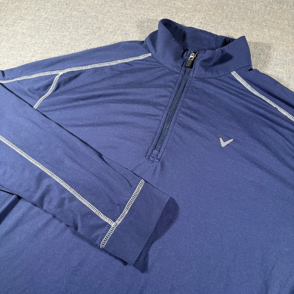 Callaway Quarter Zip Pullover‎ Mens Large Blue Contrast Stitch Long Sleeve Golf